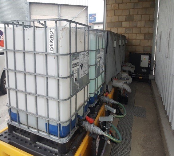 Chemical IBCs connected to automatic control system